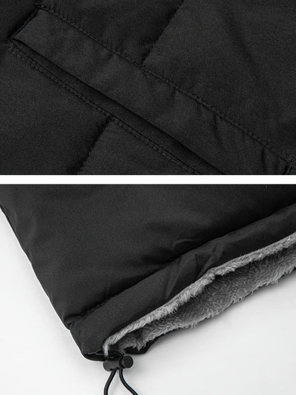 Men's Dual-Sided Insulated Jacket with Full-Zip Closure & Stand Collar - Reversible Winter Coat with Warm Filling, Machine Washable, White & Black Outer Layers, Casual & Formal Outerwear for Skiing, Snowboarding, Everyday Use