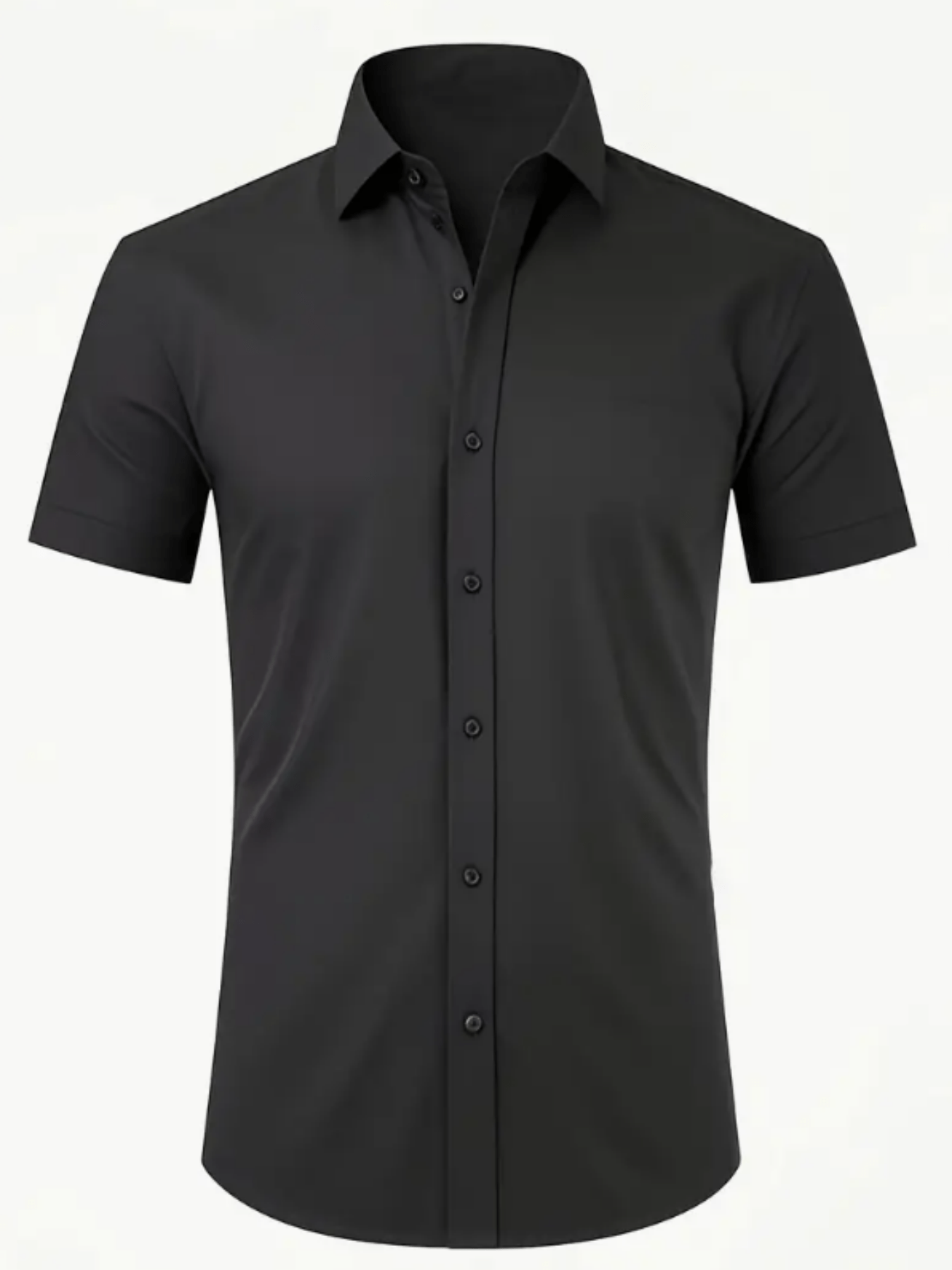 Men's Stretch Solid Color Short Sleeve Shirt for Summer