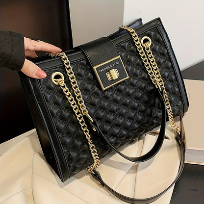 Women'S Vintage Classic Quilted Shoulder Bag, Stylish Chain Crossbody Bag, Easy Casual Commuting Tote