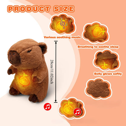 Stuffed Animal Capybara That Breathes, Featuring Realistic Breathing Movements And Calming Music Lights. A Portable Plush Toy Perfect for Birthday Gifts for Both Adults And Children