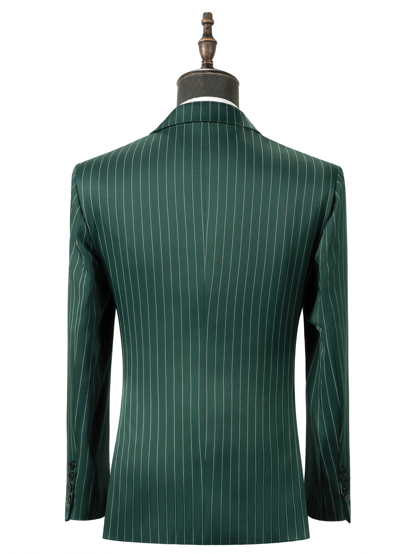 Men's Slim Fit Striped Three-Piece Suit with Vest and Pants