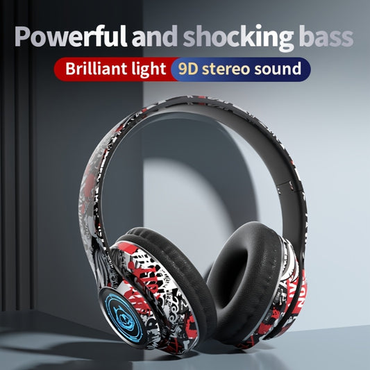Wireless Headset with Shocking Sound, HIFI Sound Quality, 50 Hours Battery Life, Support Card Playback, Wired/Wireless Connection, RGB Luminous Lamp Effect, New Upgrade/Physical Noise Reduction, Acoustic Fidelity, Non-Inducti