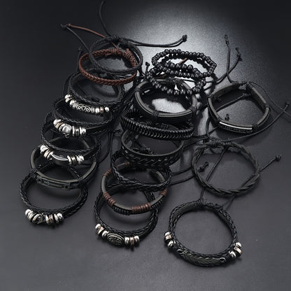 18Pices Men's Vintage Multilayer Alloy Jewelry Party Wear Fashion Street Jewelry Accessories