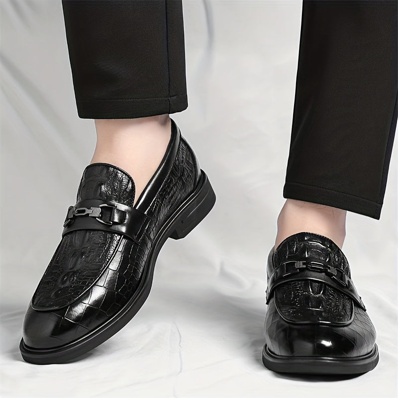 Men's Alligator Print Casual Loafers with Soft Rubber Sole