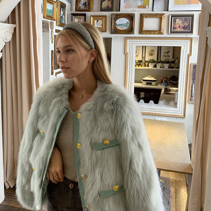 Women'S Elegant Faux Fur Coat - Chic Long Sleeve, Button-Up Front, Loose Fit, Solid Color, Perfect for Fall/Winter Casual Outings, Stylish Outerwear | Chic Long Sleeve | Sleek Design, Fur Coat For Women Winter, Fur Coat Women