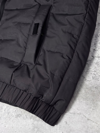 Men's Hooded Padded Jacket with Letter Print for Fall Winter