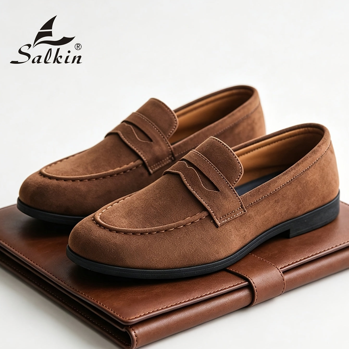 Men's PU Slip-On Loafers with Thick Sole and Round Toe