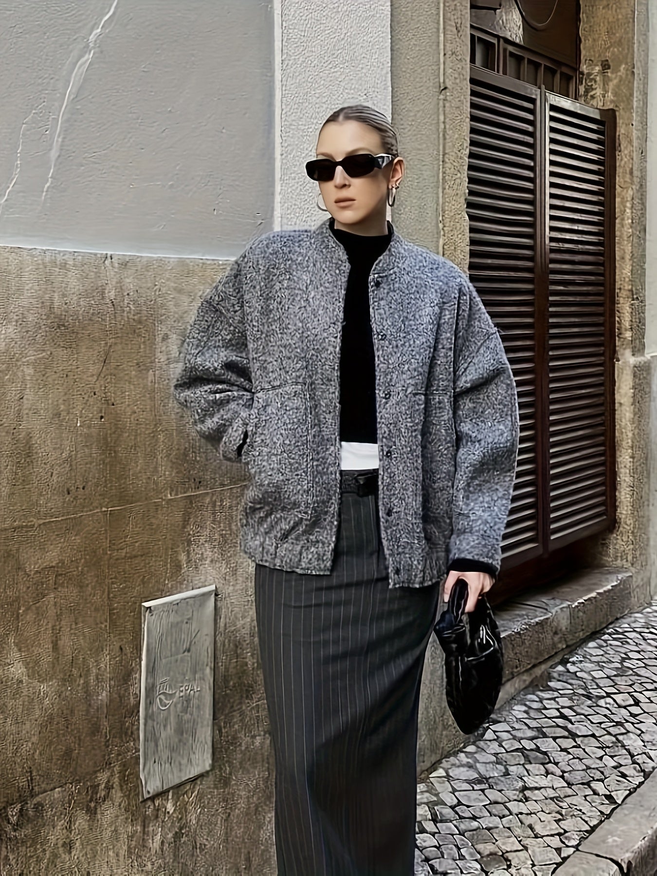 Women'S Vintage Jacket - Soft Tweed Coat with Structured Loose Fit, All-Season Outerwear for Everyday & Formal Events, Elegant Casual Chic Jacket (Women'S Clothing), Versatile Layering, Classic Silhouette, Durable Constructio