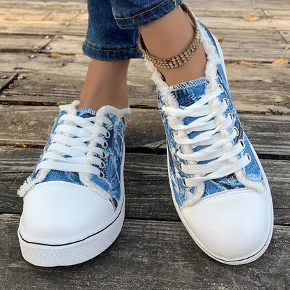 Women's Cartoon Print Sneakers, Lace Up Lightweight Soft Sole Skate Shoes, Low-top Walking Comfy Shoes plus size