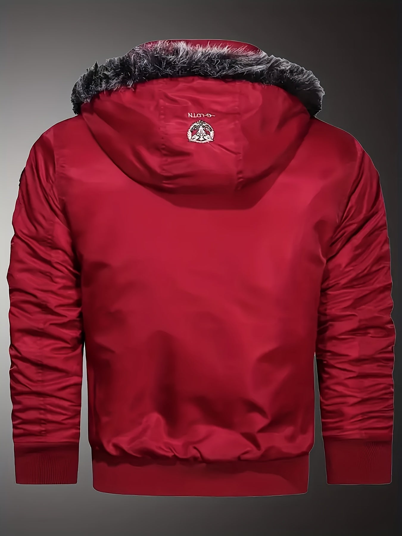 Men'S Heavyweight Winter Jacket with Detachable Hood & 3D Lettering - Full-Zip Windproof Coat, Multi-Pocket Design, Machine Washable