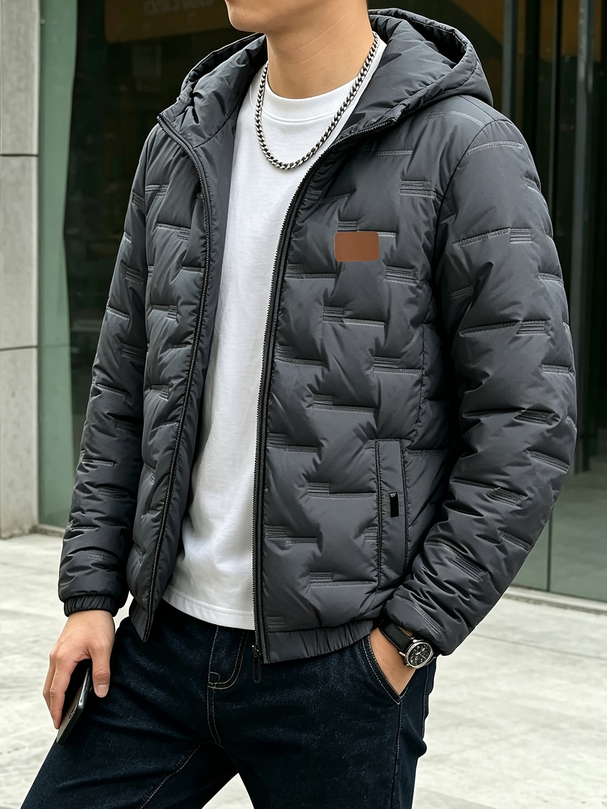 Men's Hooded Zipper Jacket for Fall Winter Outdoor Sports