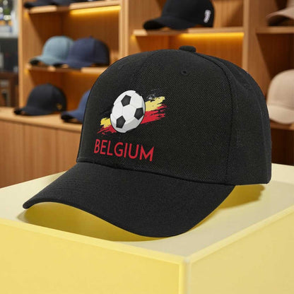 Adjustable Belgium Soccer Baseball Cap with Embroidered Patches