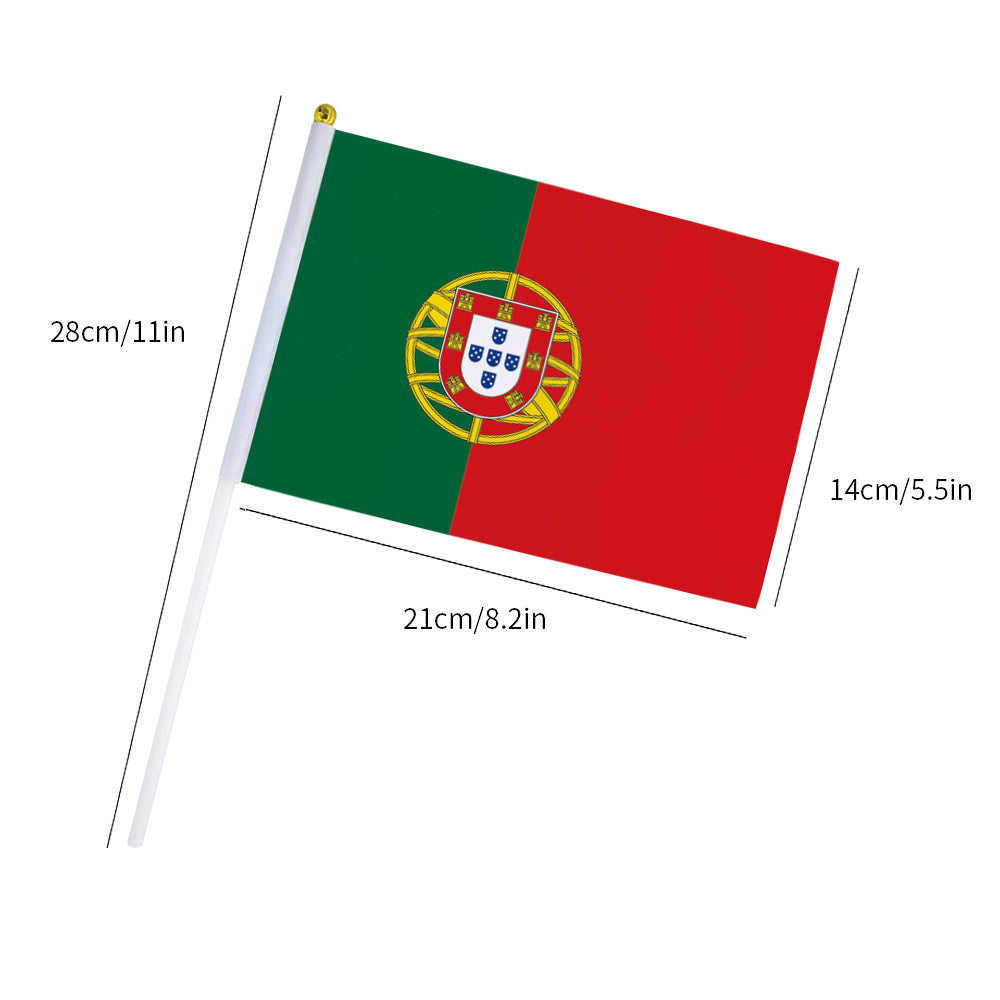 6/12pcs Small Portuguese Handheld Flags, Weather Resistant Polyester