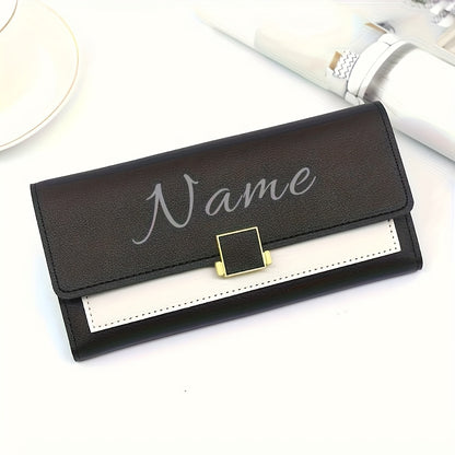 Custom Name Women's Wallet, Personalized Long Foldable Wallet with Contrasting Colors, Large Capacity Multi-Card Slot Wallet, Mother's Day Gift, Birthday Gift, Anniversary Gift, Bridesmaid Favor, Gift for Mom, Valentine's Day