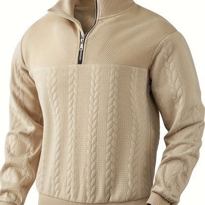 Cross-Border American Retro Casual Stand-Up Collar Zip-Up Loose Knitted Heavyweight Patchwork Jacquard Long-Sleeve Sweatshirt for Autumn And
