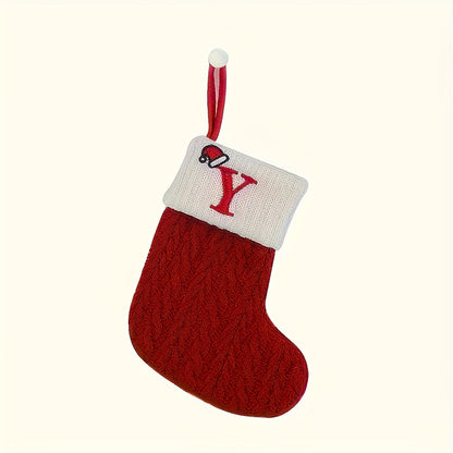 Knitted letter Christmas stockings, Christmas stockings, small Christmas English letter hanging stockings, Christmas stockings, double-sided fireplace hanging stockings, suitable for Christmas party decorations, New Year part