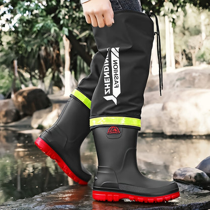 Men's Waterproof Long Rain Boots for Outdoor Travel