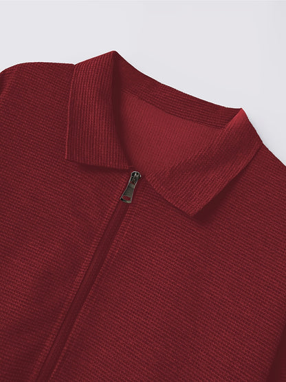 Men's Spring Waffle Knit Sportswear Set, European and American Style Casual Outfit