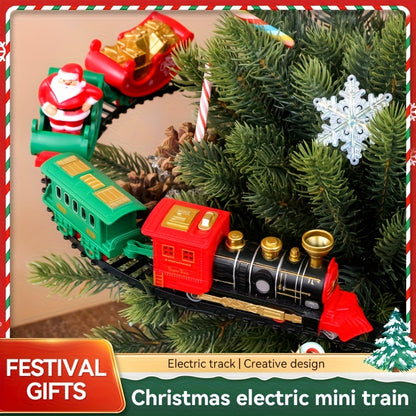 Electric Christmas Train Set | Hanging Christmas Tree Decoration, Indoor & Outdoor Use, Battery Powered, Weather Resistant, Suitable for Children, Red, Green - QWK Brand