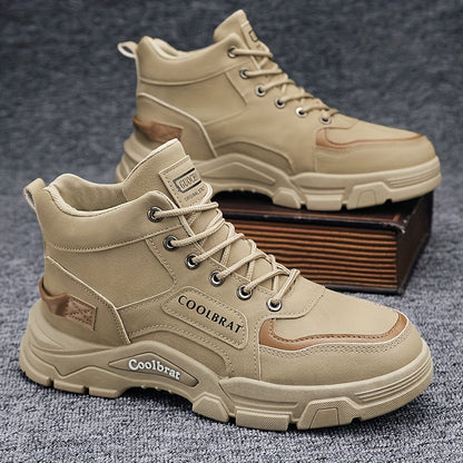 Men's Classic High-Top Work Boots with Thick Sole for Outdoor