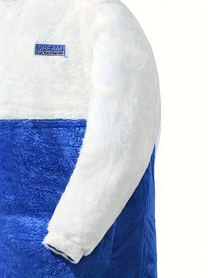 Men'S Double-Sided Fleece-Lined Thickened Jacket - Casual Stand Collar with Letter Print, Regular Fit, Pockets, Polyester Fill, Versatile for Fall/Winter, Winter Jacket