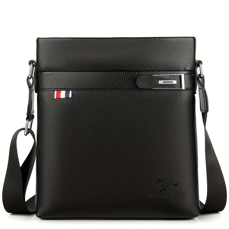 Men'S Stylish Black Crossbody Bag with Adjustable Strap, Multiple Compartments  Zipper Closure - Lightweight for Daily Commute, Travel, and Work Trips, Travel Bag, Versatile Shoulder Bag, Textured Finish
