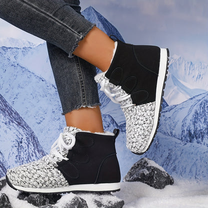 Women'S Cozy Fleece-Lined Winter Boots - & Glittery Snow Boots with Thick Rubber Sole, Lace-Up Design for Cold Weather Comfort, Casual Style, Winter Boots