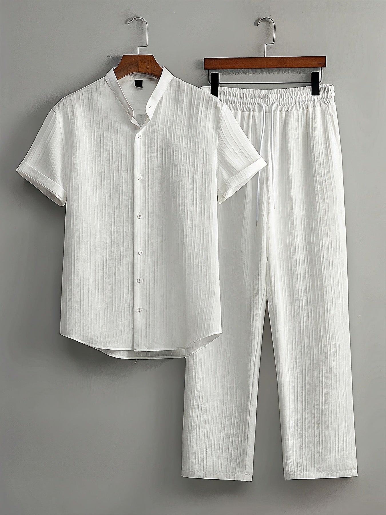 Men's Casual Short Sleeve Lapel Shirt and Trousers Set