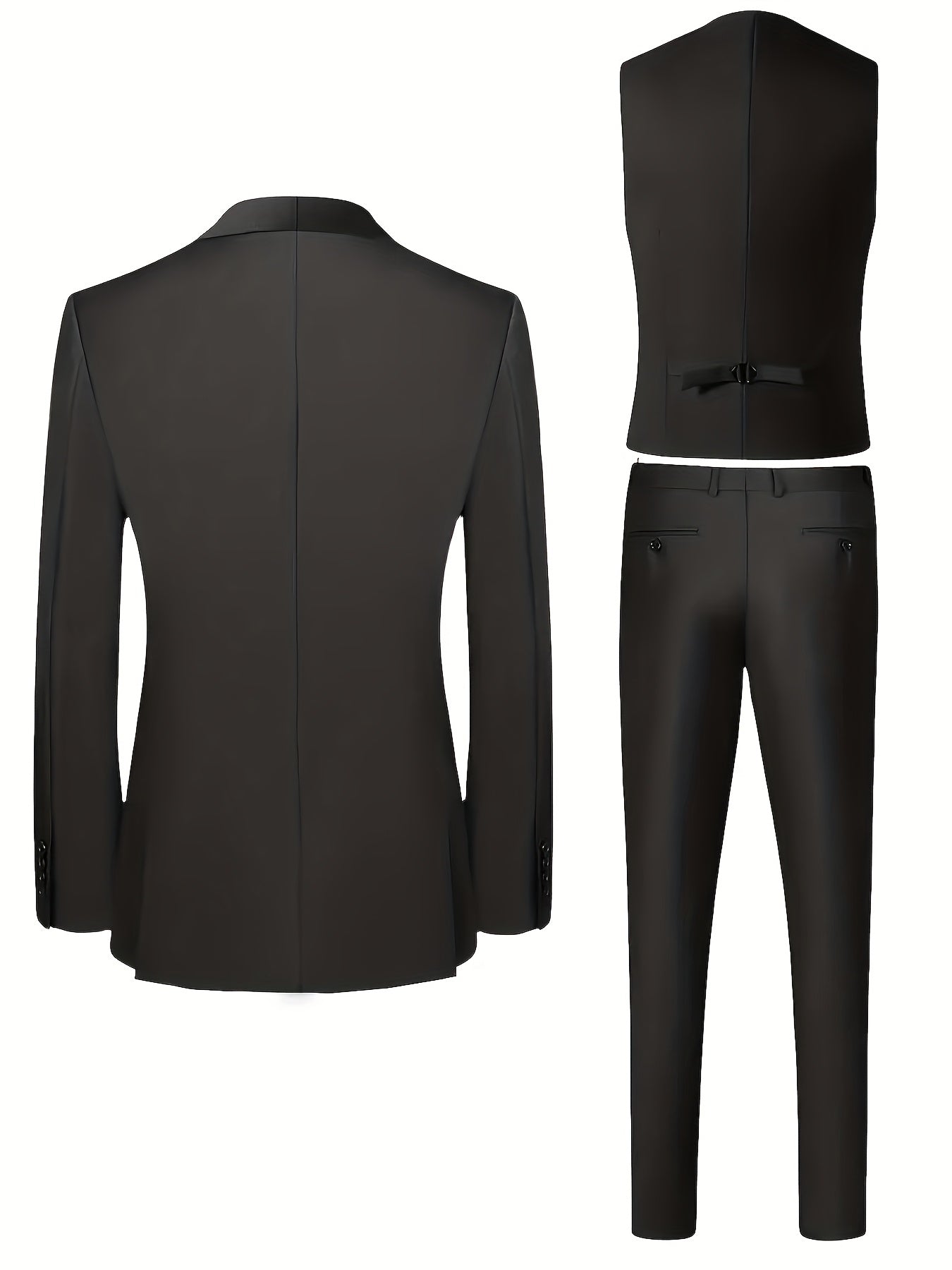 Men's 3-Piece Suit Set - Blazer, Vest & Trousers for Business & Weddin