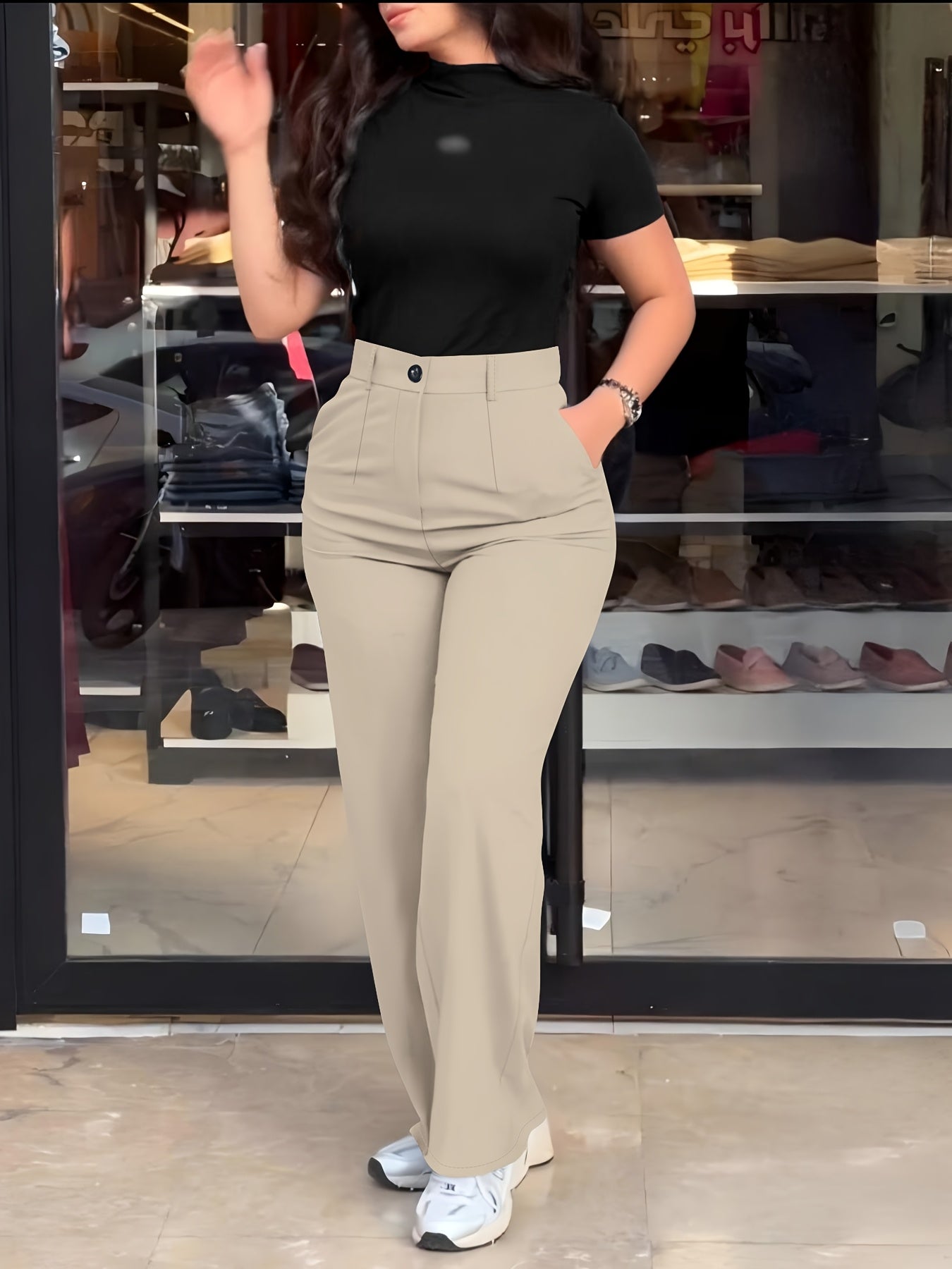 Women's Casual Slim-Fit Solid Color Long Pants