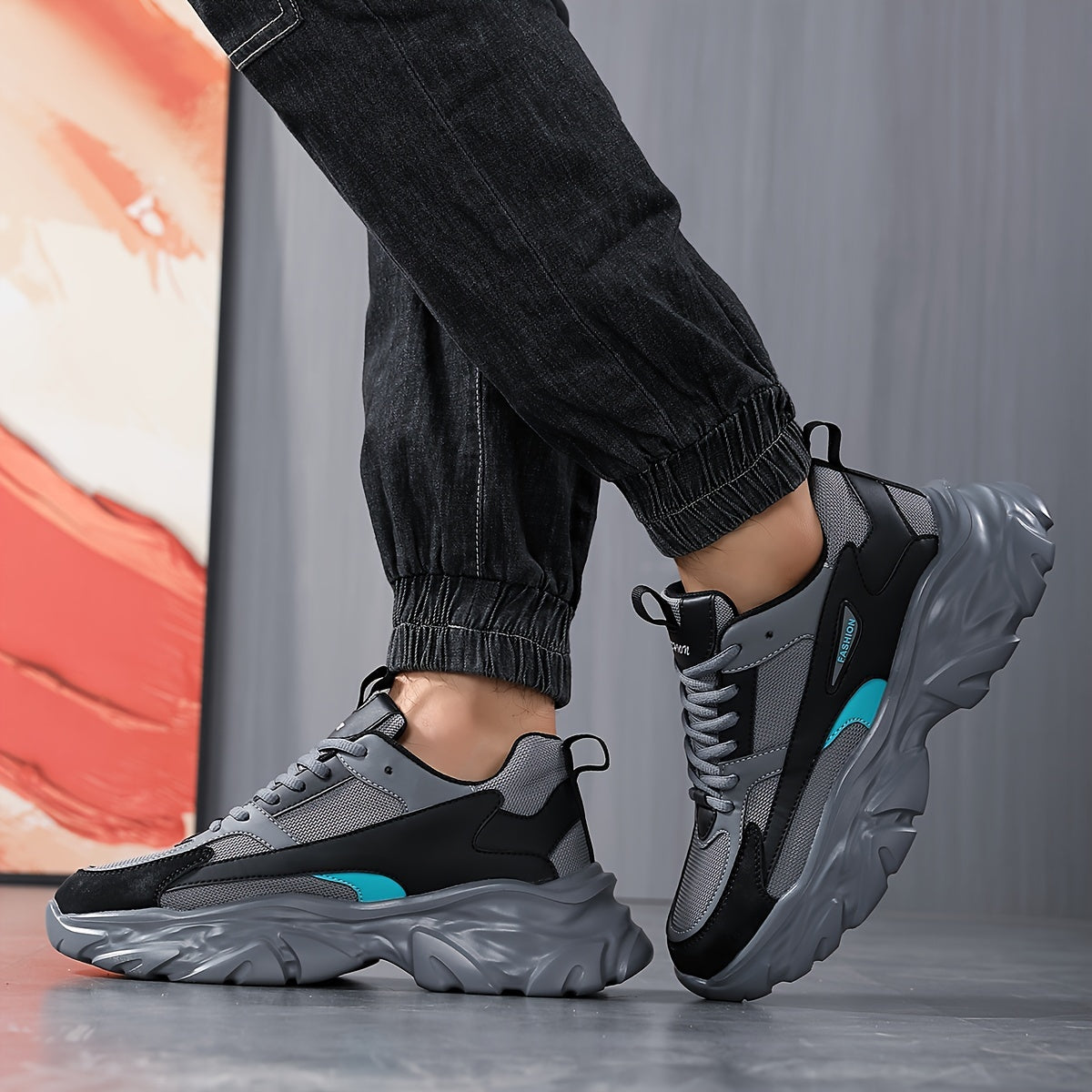 Men'S Comfortable And Breathable Casual Thick-Soled All-Season sneakers, Lightweight Outdoor Trendy Versatile Front-Laced Running Shoes - ayq