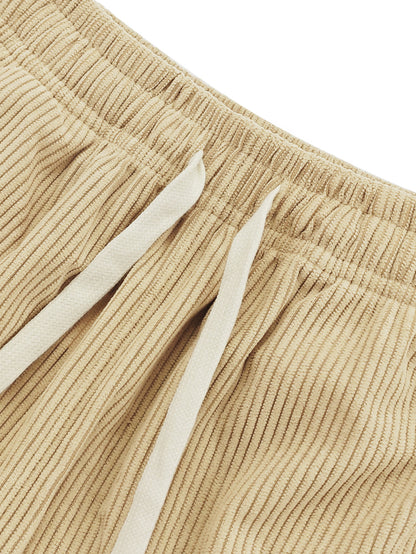 Women’s Lightweight Corduroy Casual Summer Shorts with Drawstring Wais