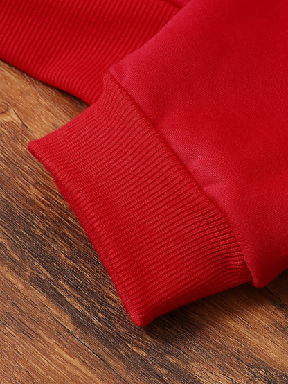 Christmas & Merry Christmas Letter Element Printed Women's Lined Hooded Sweatshirt, Thick and Warm Polyester Fabric Jacket, Suitable for Casual Composite Fabric Warm Clothing for Autumn and Winter Season