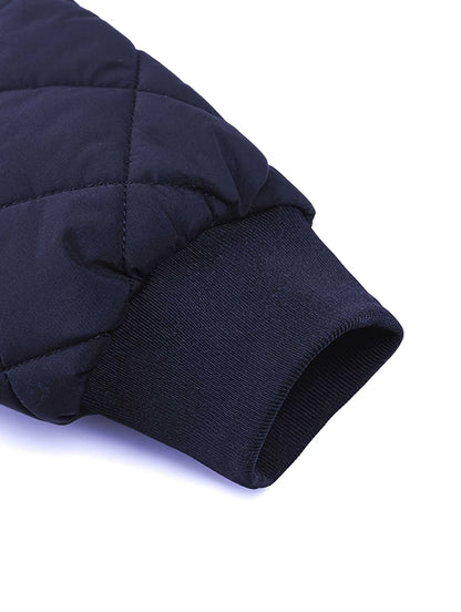Men'S Diamond Pattern Fleece-Lined Jacket | Casual Stand Collar Warm Coat with Zipper Closure for Autumn and Winter
