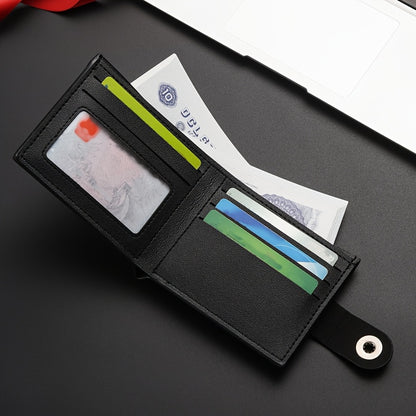 Men's & Unisex Compact Wallet with Snap & Clip Closure - PU Short Billfold, Cash/Credit Card Holder & ID for Travel, Everyday Carry - Minimalist Money Clip for -the- (No-Wash Care)