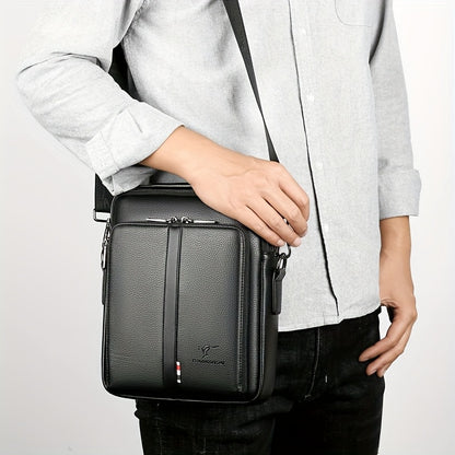 Men'S Genuine Backpack - Adjustable Strap, Multiple Compartments, Large Capacity for Daily Commute  Business, Black, Commuting Backpack, Sleek Design, Textured Finish