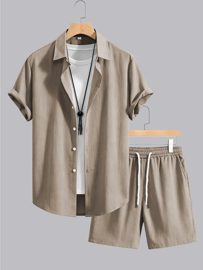 Men's Summer Casual Shirt & Shorts Set - Lightweight, Breathable