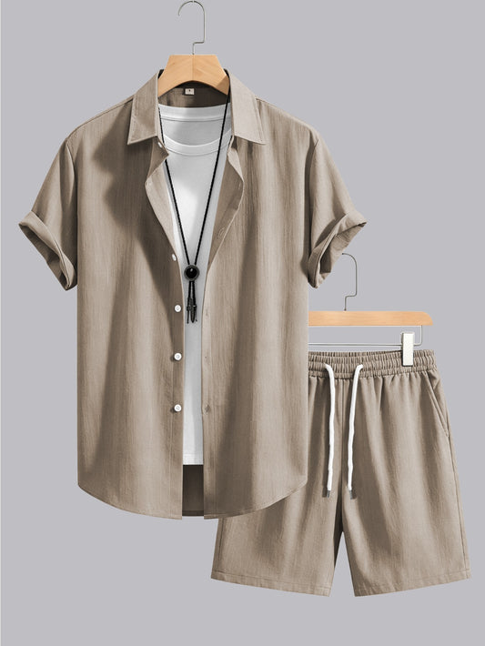 Men's Summer Casual Shirt & Shorts Set - Lightweight, Breathable