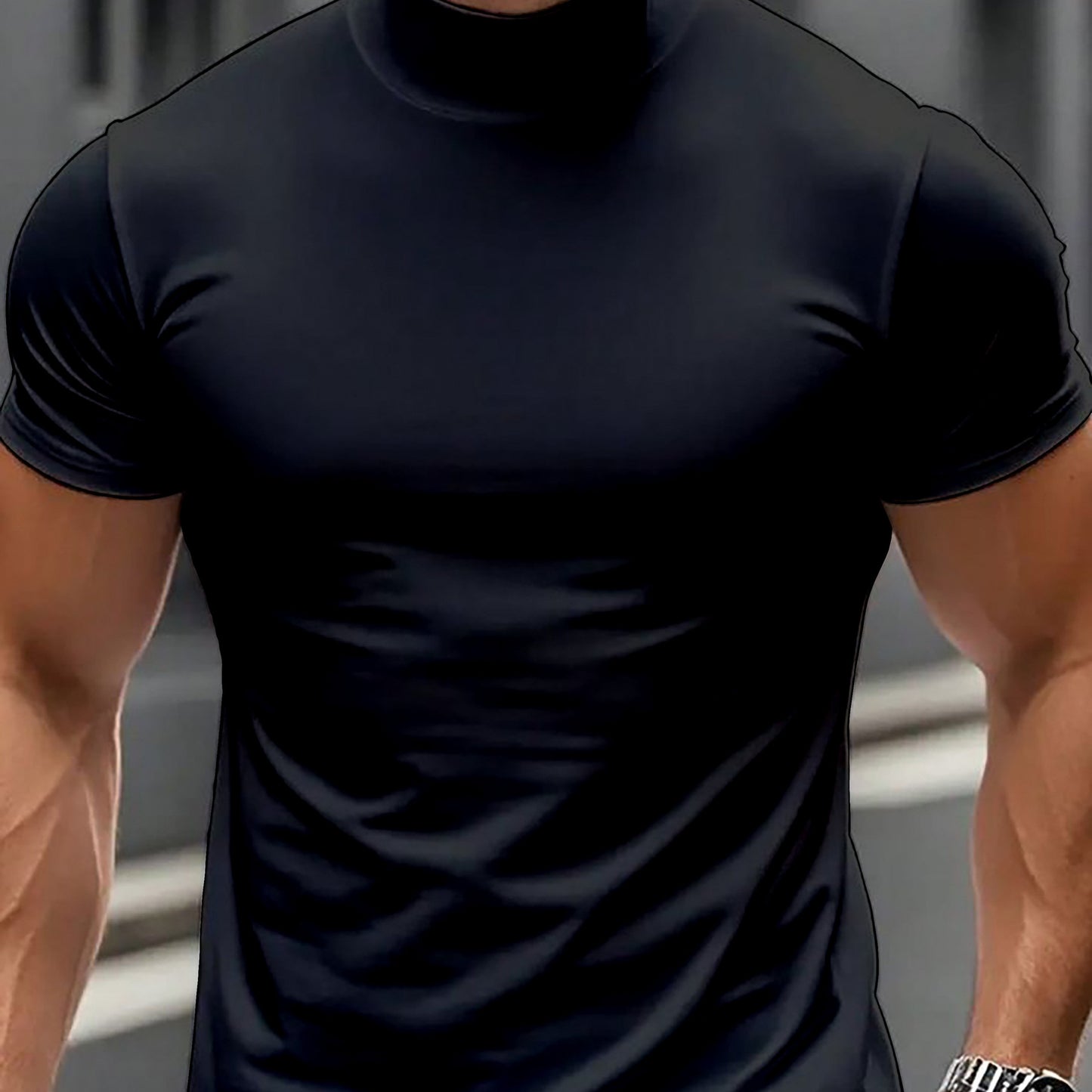 Fashion Trendy INS Minimalist Creative Solid Color Men's Short Sleeve Shirt for Sports, Fitness Running Training Casual - ayq