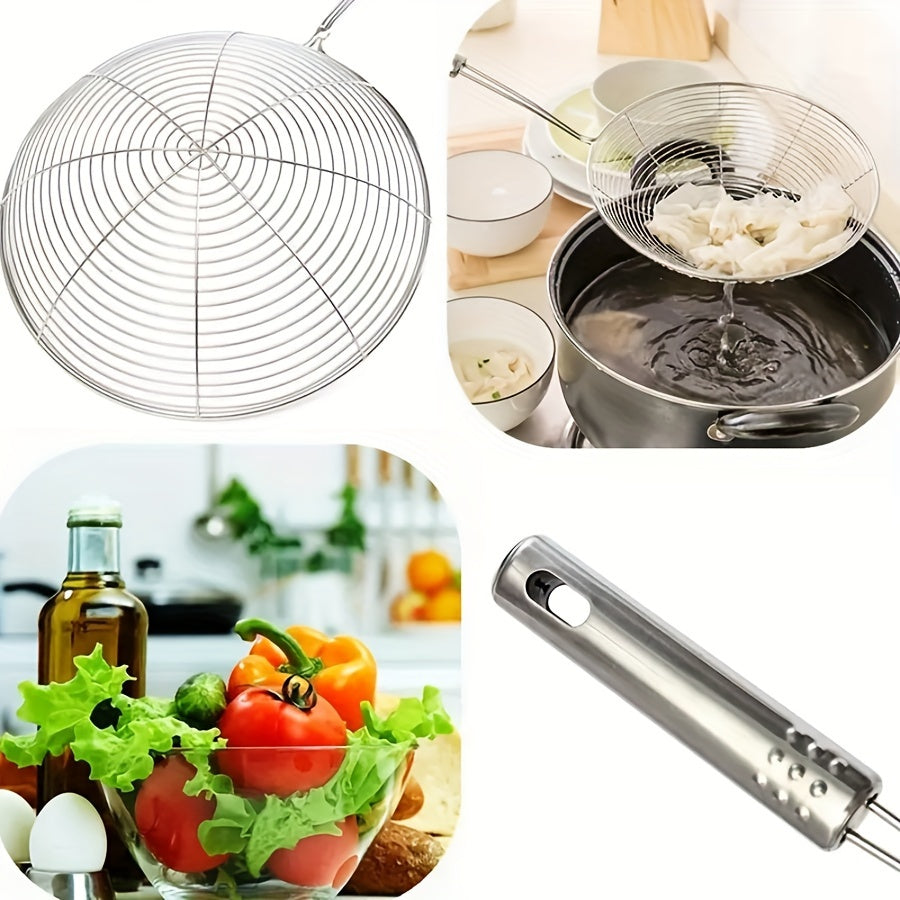 Stainless Steel Strainer Ladle with Handle - Durable Wire Skimmer Spoon for Cooking, Frying & Kitchen Use