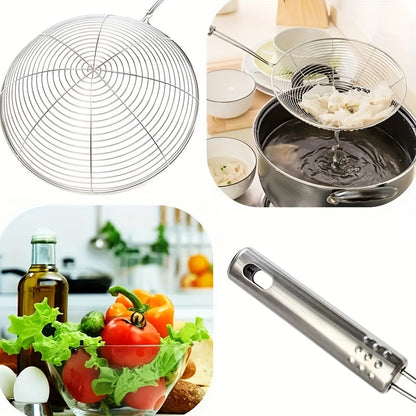 Stainless Steel Strainer Ladle with Handle - Durable Wire Skimmer Spoon for Cooking, Frying & Kitchen Use