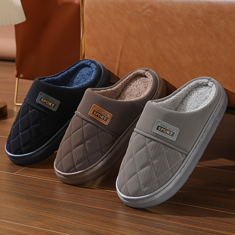 Men's Winter Oversized Slippers with Plush Lining & EVA Sole