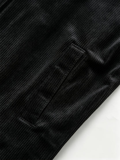 Men's Corduroy Zipper Jacket with Lapel Collar for Spring/Fall