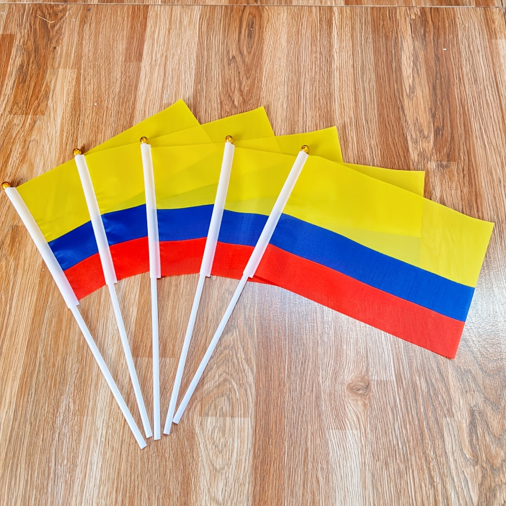 Colombia Handheld Flag Set 5pcs, 14x21cm Polyester for Sports