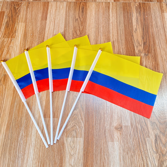 Colombia Handheld Flag Set 5pcs, 14x21cm Polyester for Sports - ayq