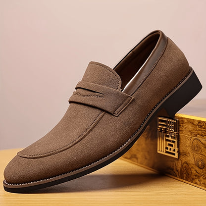 Classic Matte PU Loafers with Low Heel and Round Toe