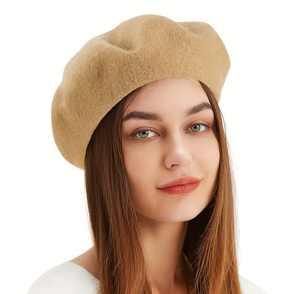 Classic Faux Leather Beret for Autumn and Winter Fashion