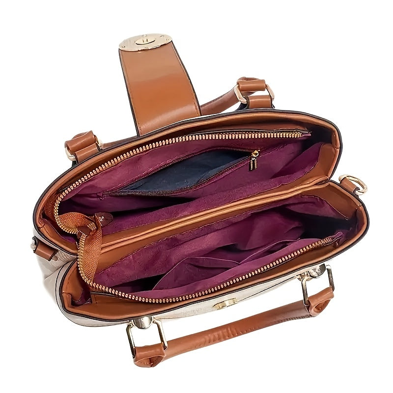 Elegant Women's Faux Leather Handbag with Convertible Crossbody