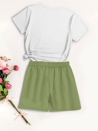 Summer Women's Casual 2-Piece Set with Cartoon Print