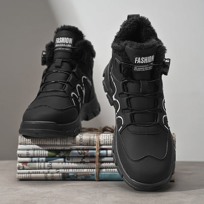 ZQBOBING Men'S Winter Hiking Boots - Slip-Resistant Traction, All-Season Outdoor Trekking Shoes with Cushioned EVA Insole - Lightweight Ankle Support for Mountain Climbing, Snowshoeing, Everyday - Brown/Black Accent - Lace-Up